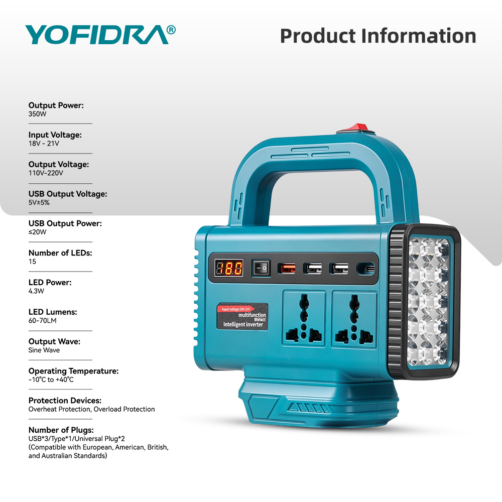 محول طاقة محمول YOFIDRA 220 فو - مراجعة Ac Outdoor Power وسعره